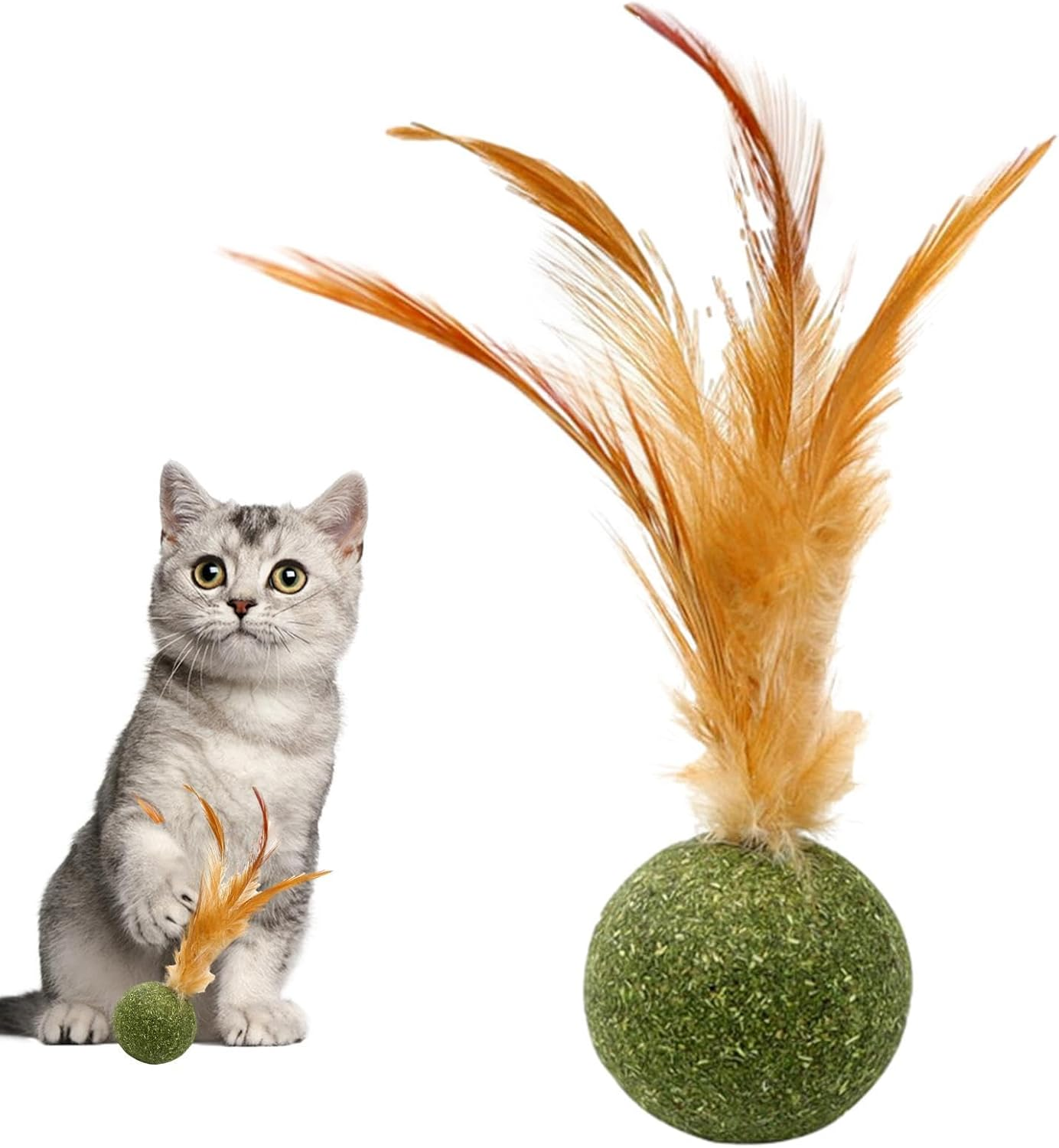 Catnip Balls for Cats | Cat Teething Toys with Tail | Lickable Energy Ball for Hunting Play Teeth Cleaning Mental Stimulation Boredom Indoor Outdoor Fun Activities image number 4
