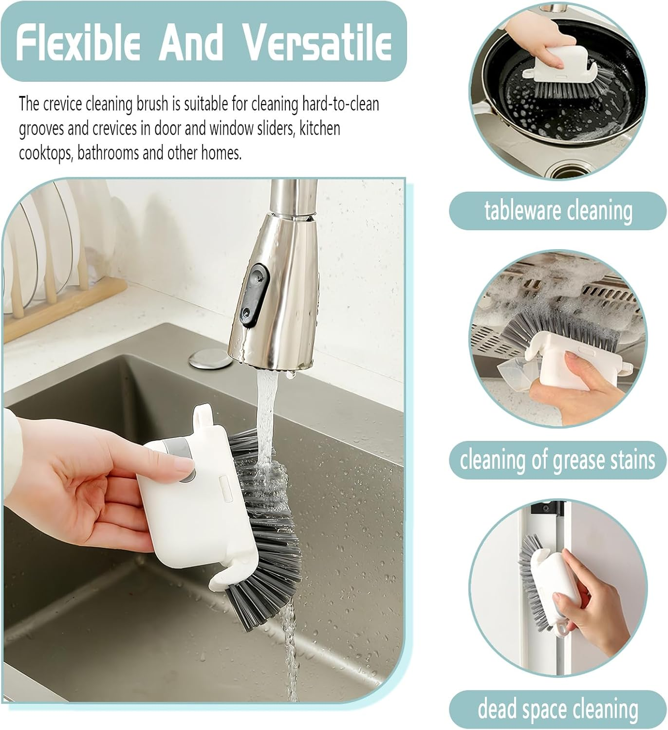 2 Pack Scrub Brushes for Cleaning, Bathroom Cleaning Brush, Cleaning Brushes for Household Use (Gray, Yellow) image number 2