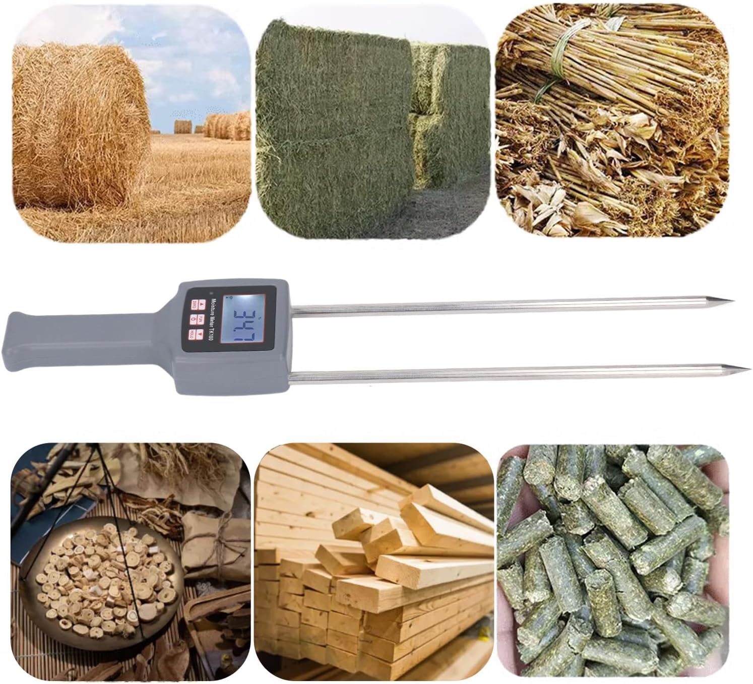 TK100H Portable Hay Moisture Meter, Hay Moisture Tester with Probe, Backlit Display, Moisture Meter Probe for Hay, Forage Grass, Leymus Chinensis, Alfalfa Ensuring Hay Quality image number 6