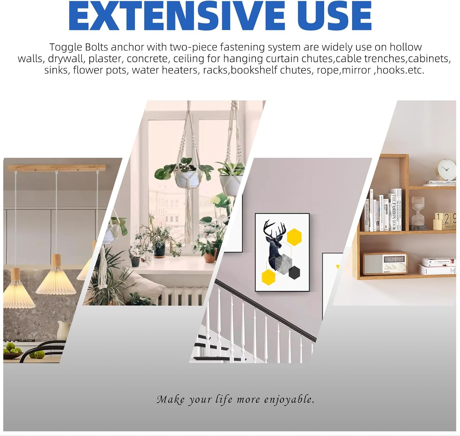 Glarks 18Pcs M4 M5 M6 O-Shaped Eye Bolt Toggle Anchors Set for Drywall, Toggle Bolts, Butterfly Anchors, Spring Toggle Wing Bolts for Ceiling, Sheetrock, Hollow Wall image number 2