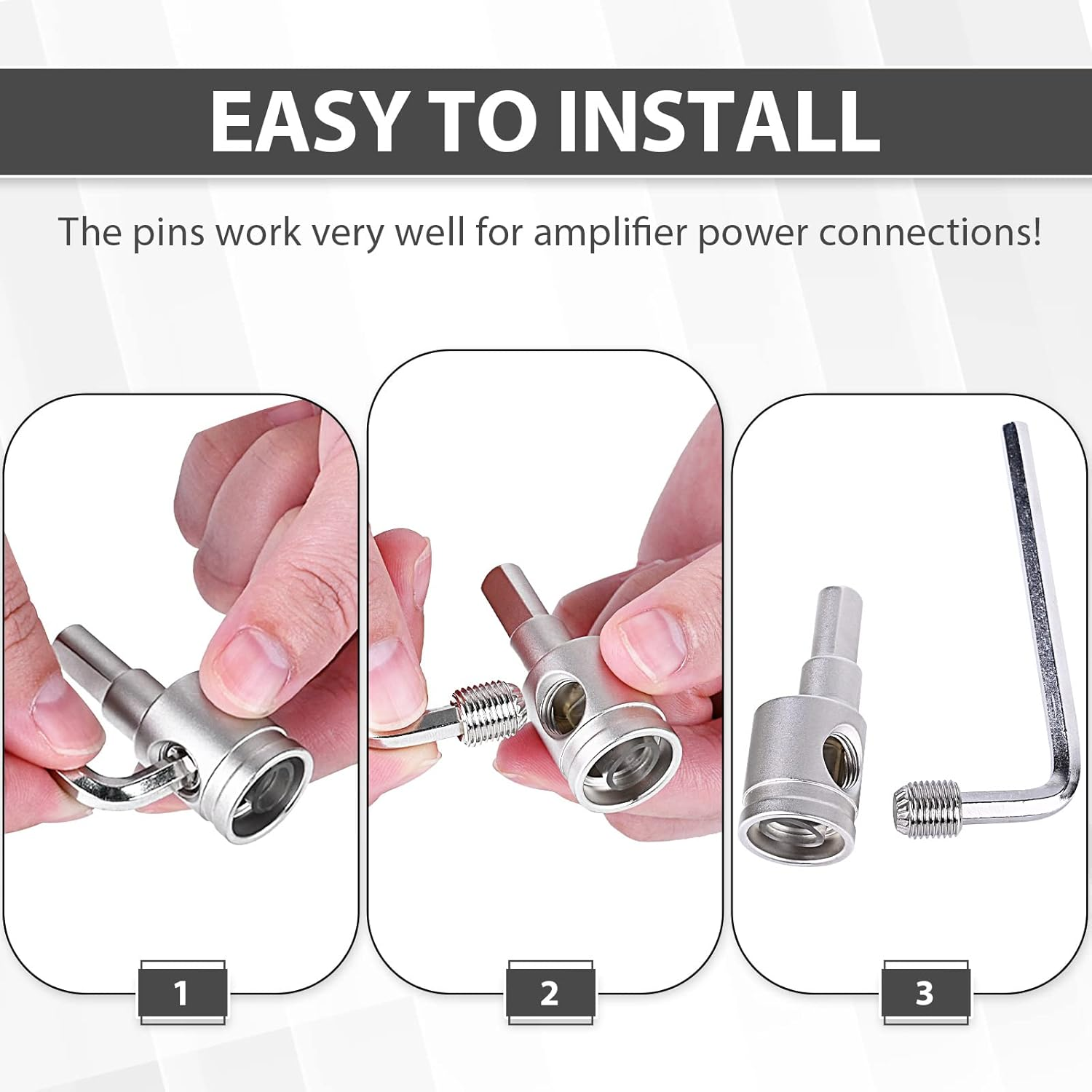 4PCS Heavy-Duty Car Stereo Audio Wire Reducer - 0 Gauge to 4 Gauge for Amp Input, AWG Pin Power & Ground Connection image number 2