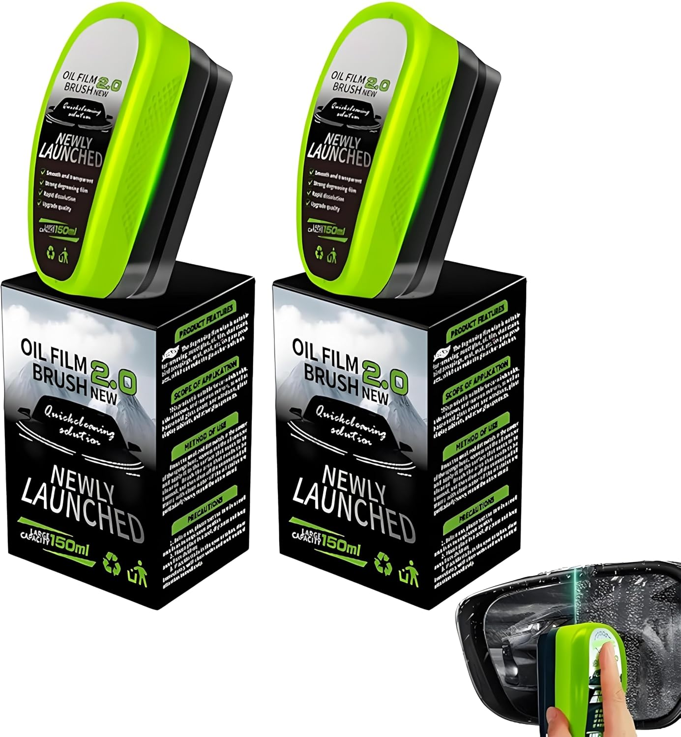 Oil Film Brush 2.0,Clear Vision Glass Cleaner for Car Windows,Clearview Shield Windshield Cleaner(2Pcs) image number 2