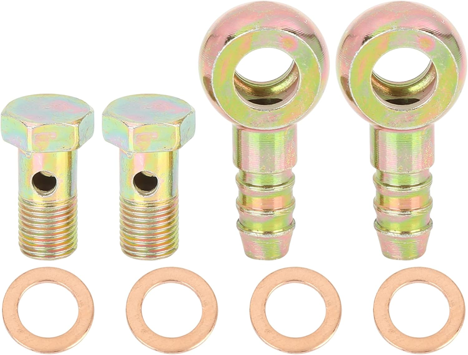 X AUTOHAUX 2 Sets 10Mm Banjo Hose Barb Bolt Fittings Banjo Bolt Washer Kit Metal for Motorcycle Car image number 4