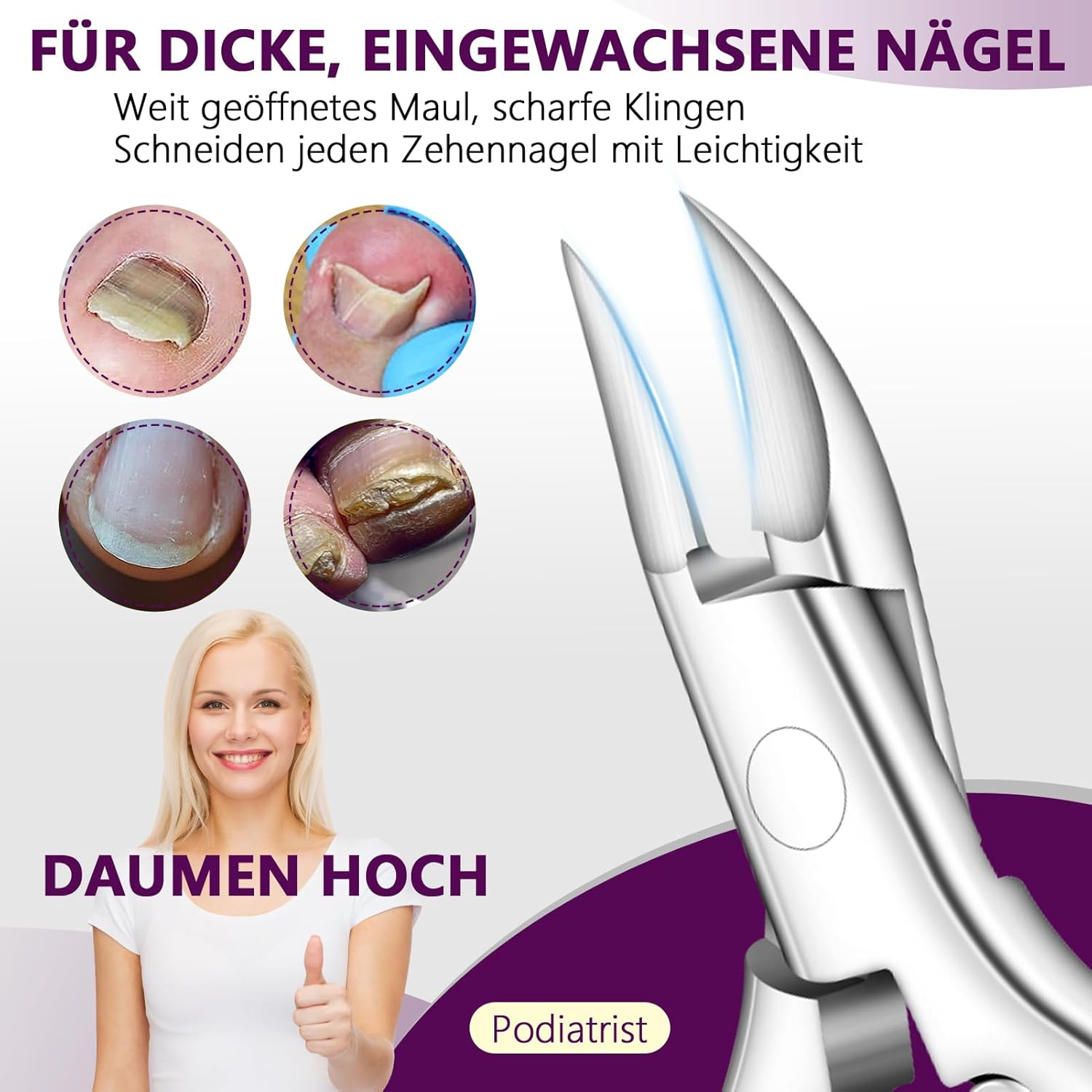 Nail Scissors for Thick and Deep Ingrown Toenails, Sharp Stainless Steel Foot Nail Clippers, Corner Pliers, Luxury and Professional image number 4