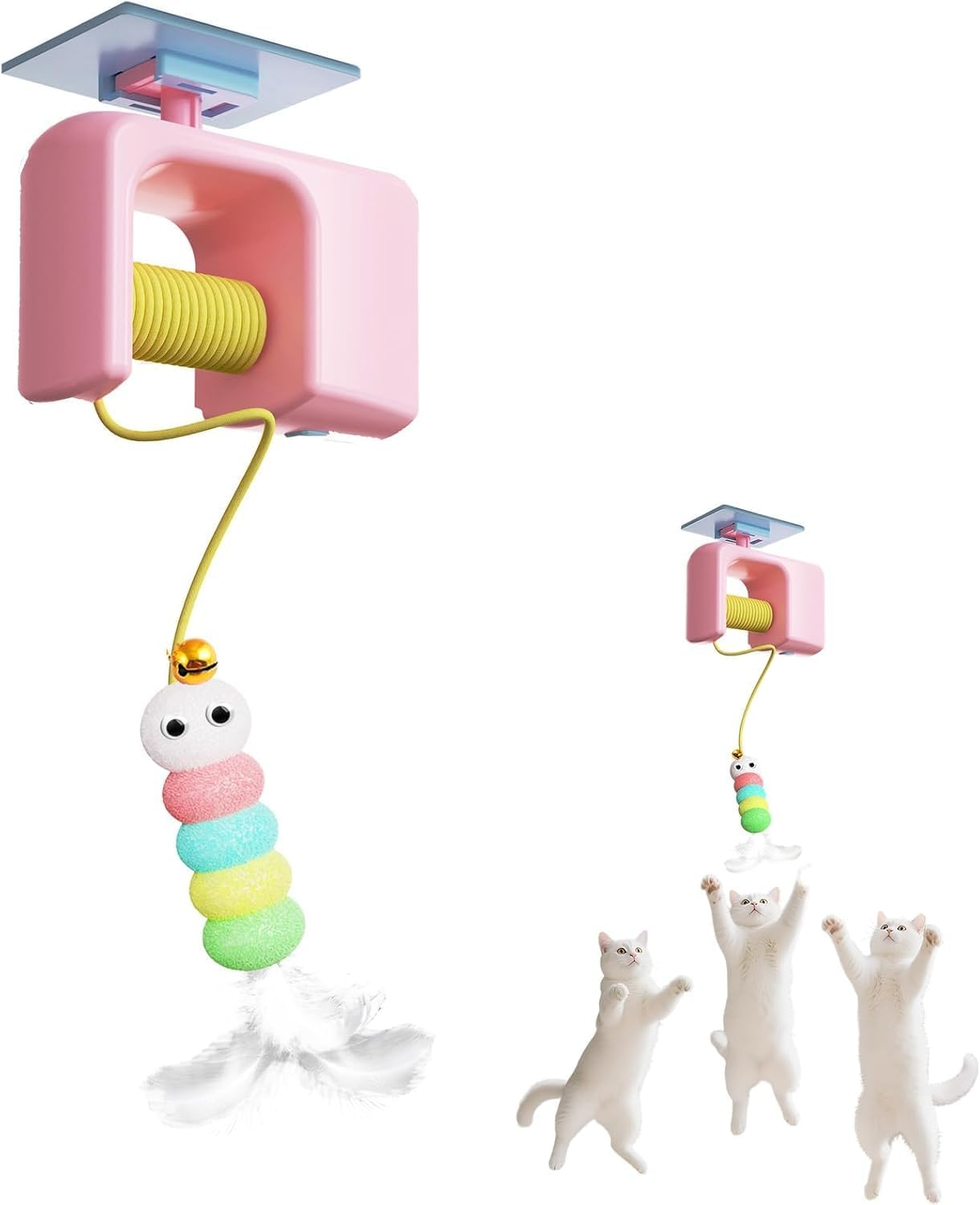 Pet Stress Relief Toys for Cats, Rechargeable Interactive Hanging Door Cat Toy, Automatic Electric Flying Bird Cat Toy for Hunting Exercising Eliminating Boredom, for All Breeds (Pink) image number 3