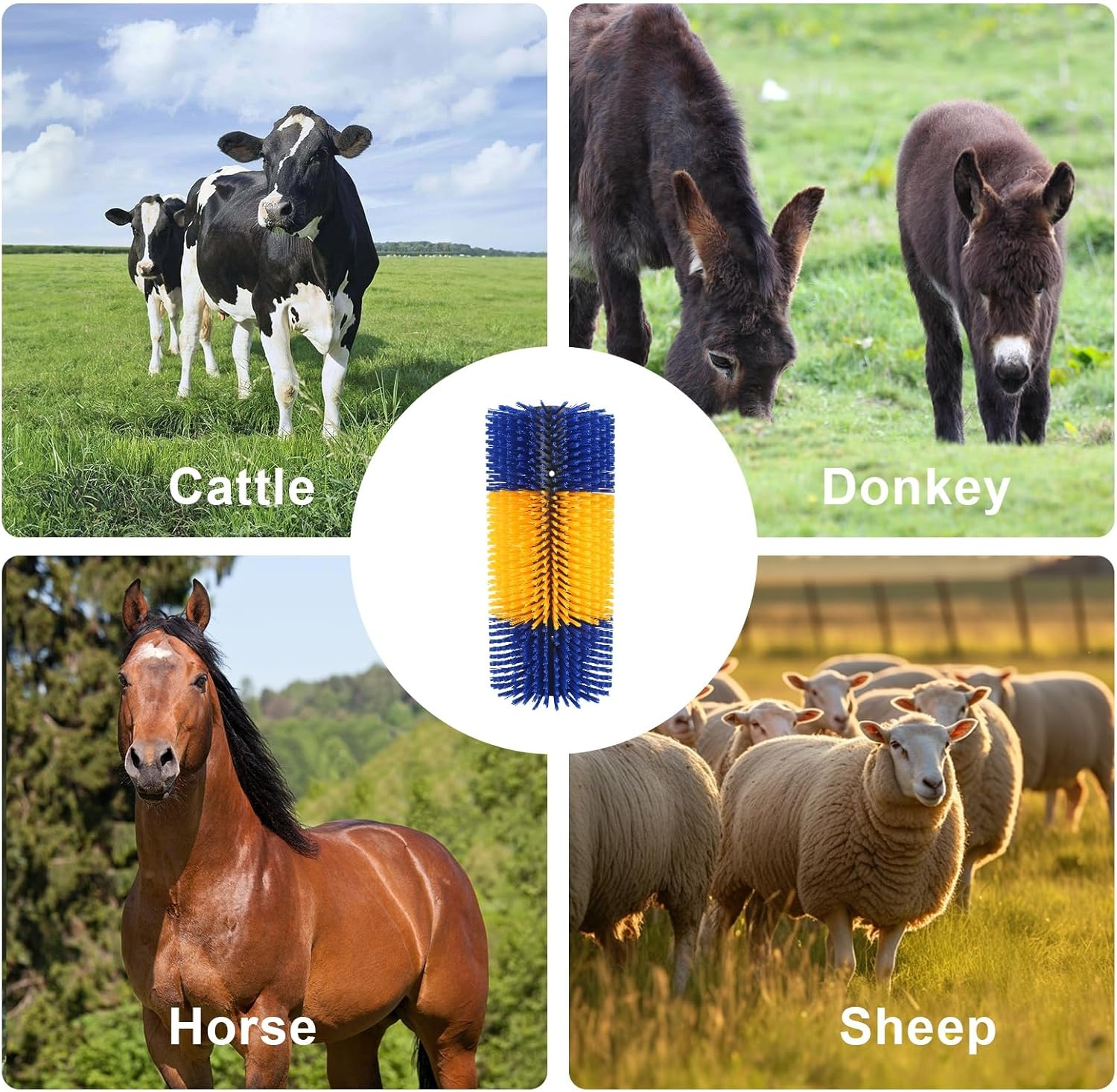 2PCS Livestock Scratching Brush, Cow, Horse, Goat, Yellow, Animal Back Scratching Brush image number 4