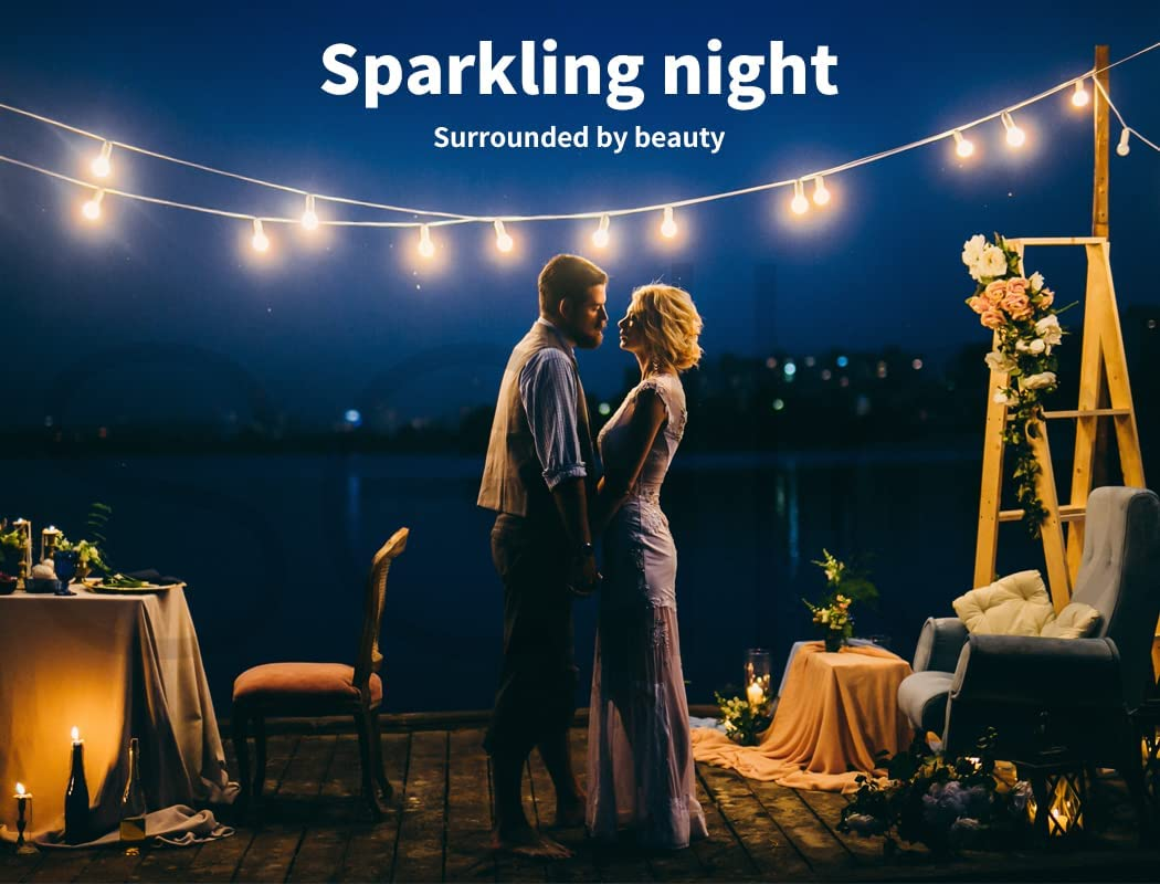 EMITTO 50M LED String Lights Outdoor, Shatterproof Patio Festoon Lights Waterproof Commercial Backyard Hanging Decorative String Lights for Bistro Gazebo Balcony Porch Wedding Party, Warm White image number 5