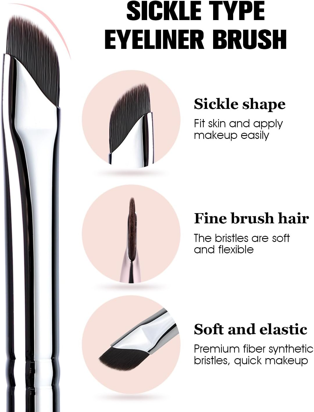 Eyeliner Brush, EIGSHOW Sickle Angled Gel Eyeliner Makeup Brush for Precise Eye Liner, Eyebrow, Eyelid with Ultra Thin Curved Vegan Bristles (E865) image number 4