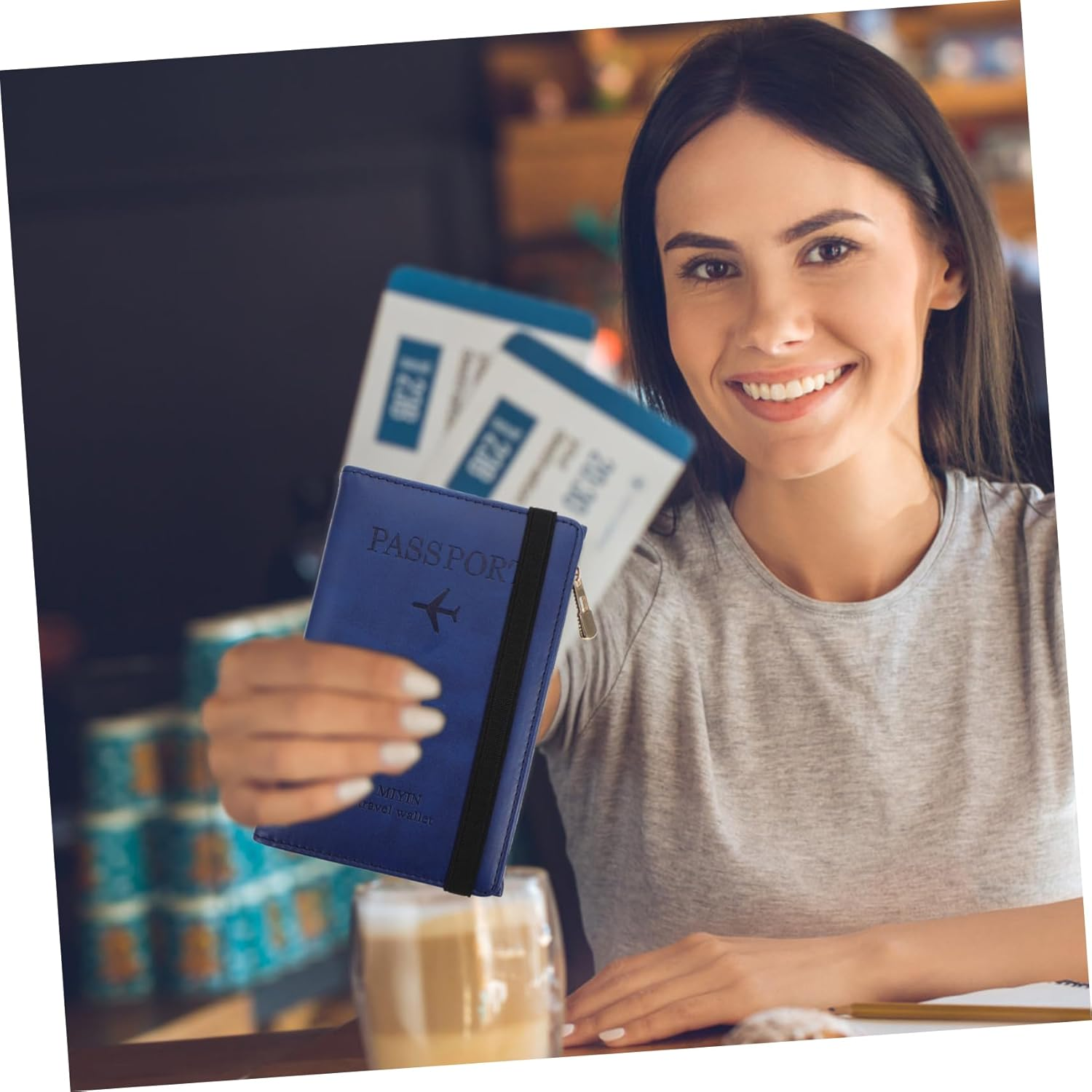 HONMEET Pu Passport Holder and Cardholder RFID Blocking Travel Document Organizer Short Style Cover Suitable for Travel and Secure Storage in Royal Blue image number 3