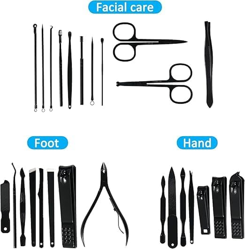 26-Piece Professional Manicure Set, Stainless Steel Nail Care Kit with Brown Travel Case image number 3