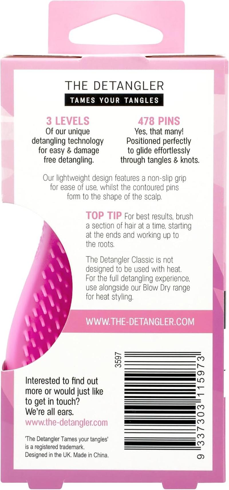 The Detangler Classic Detangling Hair Brush - Unicorn image number 2