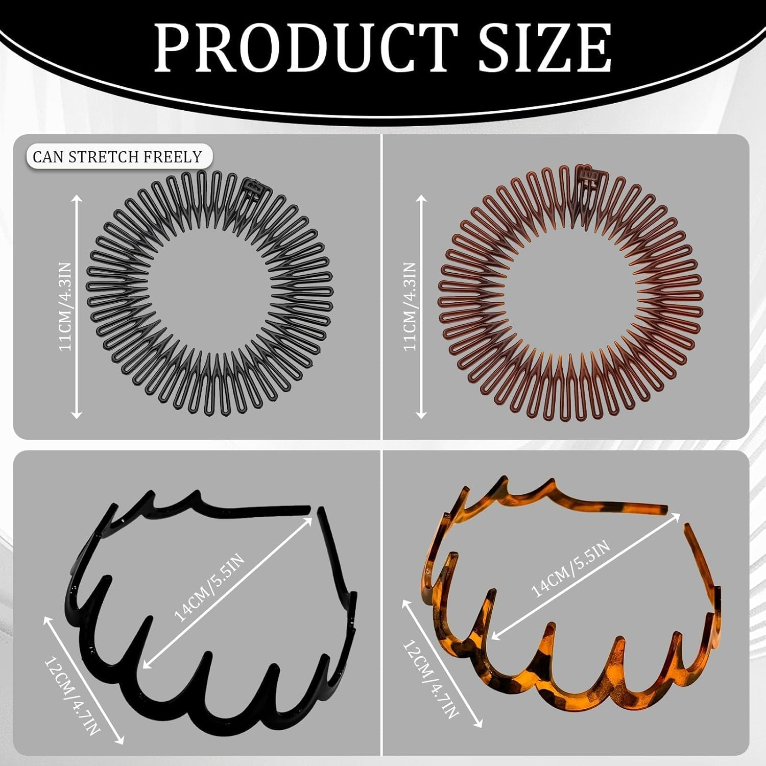 Pack of 4 Zigzag Headbands, with Full Circular Stretch, Non-Slip Headbands, Hair Band Zags, Make up Headband, Women'S Hairstyle Aid for Sports, Fitness, Daily Use - Color1 image number 3