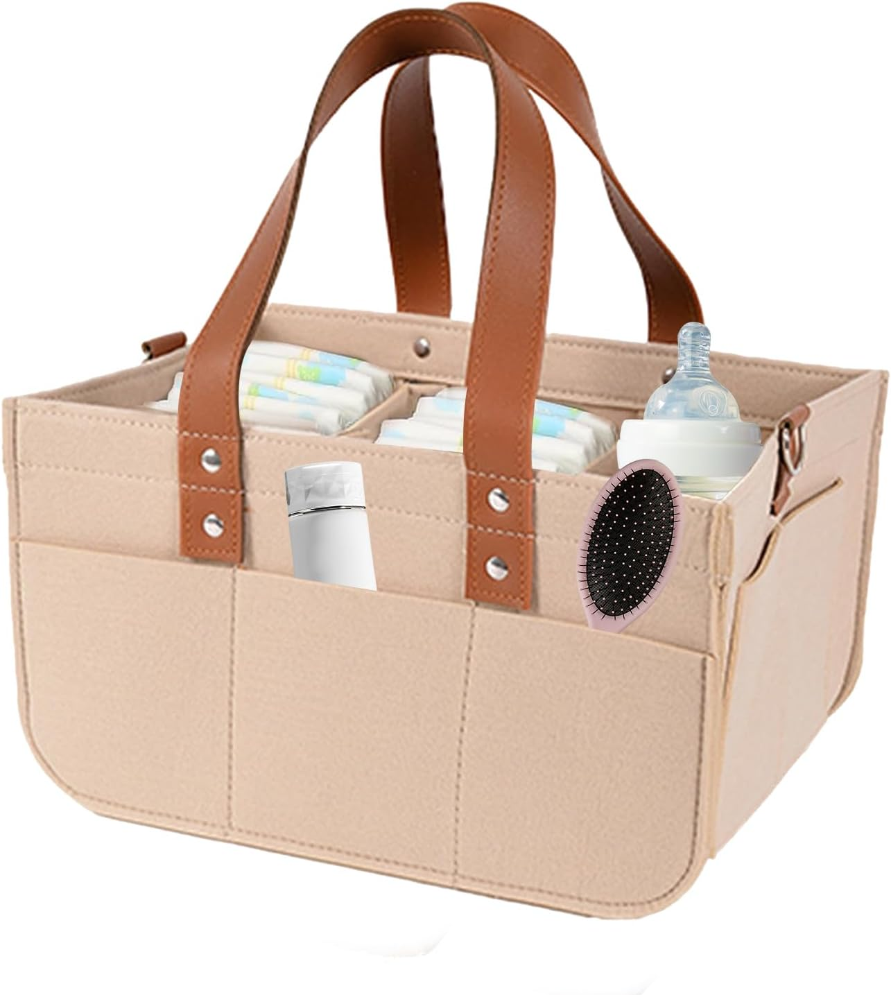 Diaper Bag, Large Capacity Baby Storage, Travel Diaper Organizer Basket, Easy to Clean, Stylish and Modern, 38X223X18Cm for Toys, Bottles, Wipes, Books image number 2