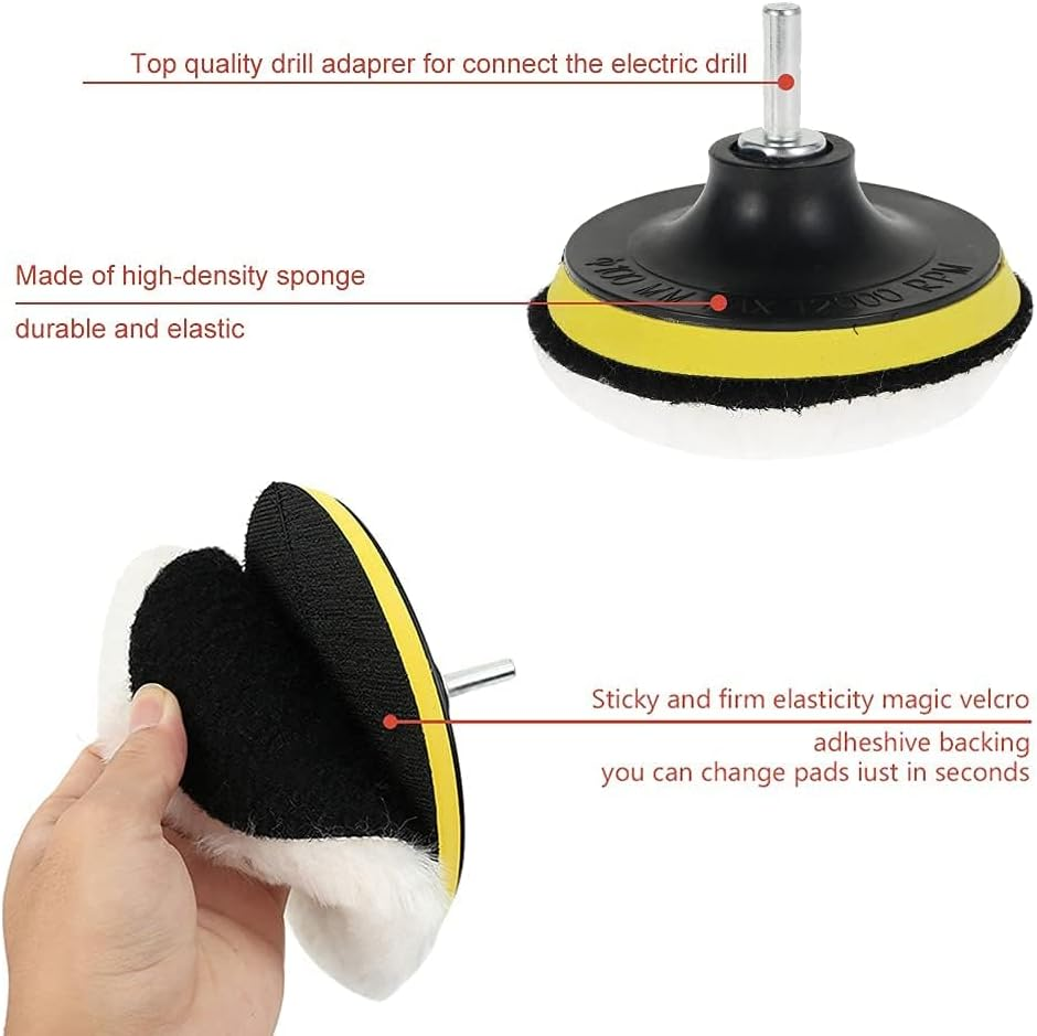 5Pcs Polishing Pads 4 Inch Wool Polishing Pads & Buffing Pads, Car Polishing Bonnets Lambs Wool Buffer Pads Wool Hook and Loop Buffing Pad Car Polishing Pads Kit with 1Pc Screw 1Pc Plastic Tray image number 3