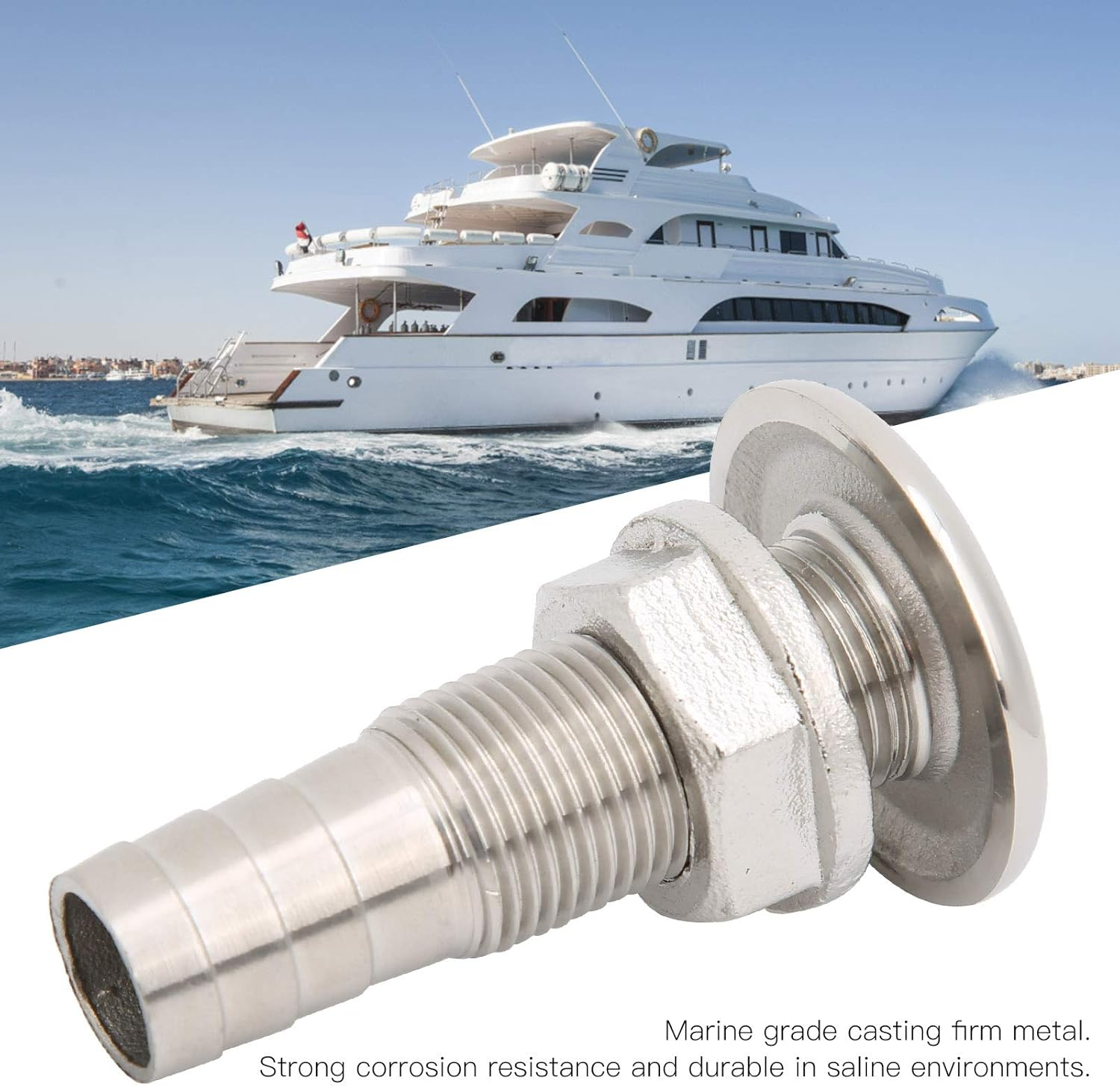 Boat Drain Vent, Yacht Water Outlet Port Stainless Steel Outdoor Boat Bilge Body Bottom Drain Vent Accessory Joint Water Drainage Fittings Plug Thru Hull Connector Plumbing (MJS022 3 8〃)