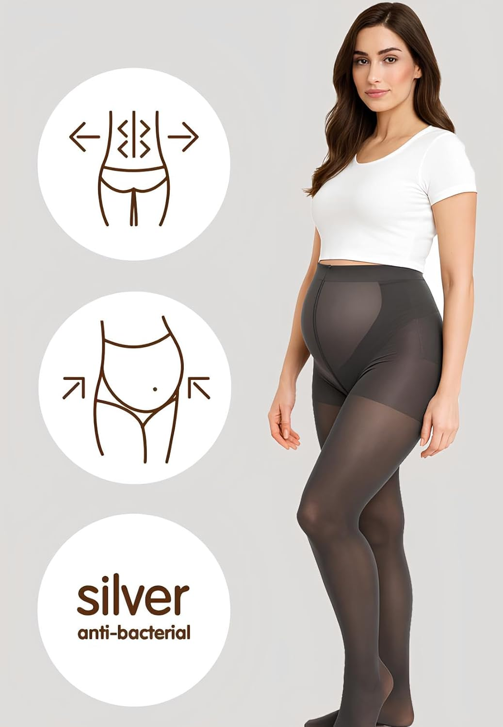 Opaque Maternity Tights, Pregnancy Tights, Comfortable Maternity Pantyhose, 100 DEN, 1Or 2 Pairs, Soft Stretch Microfiber, Sizes S - XL image number 5