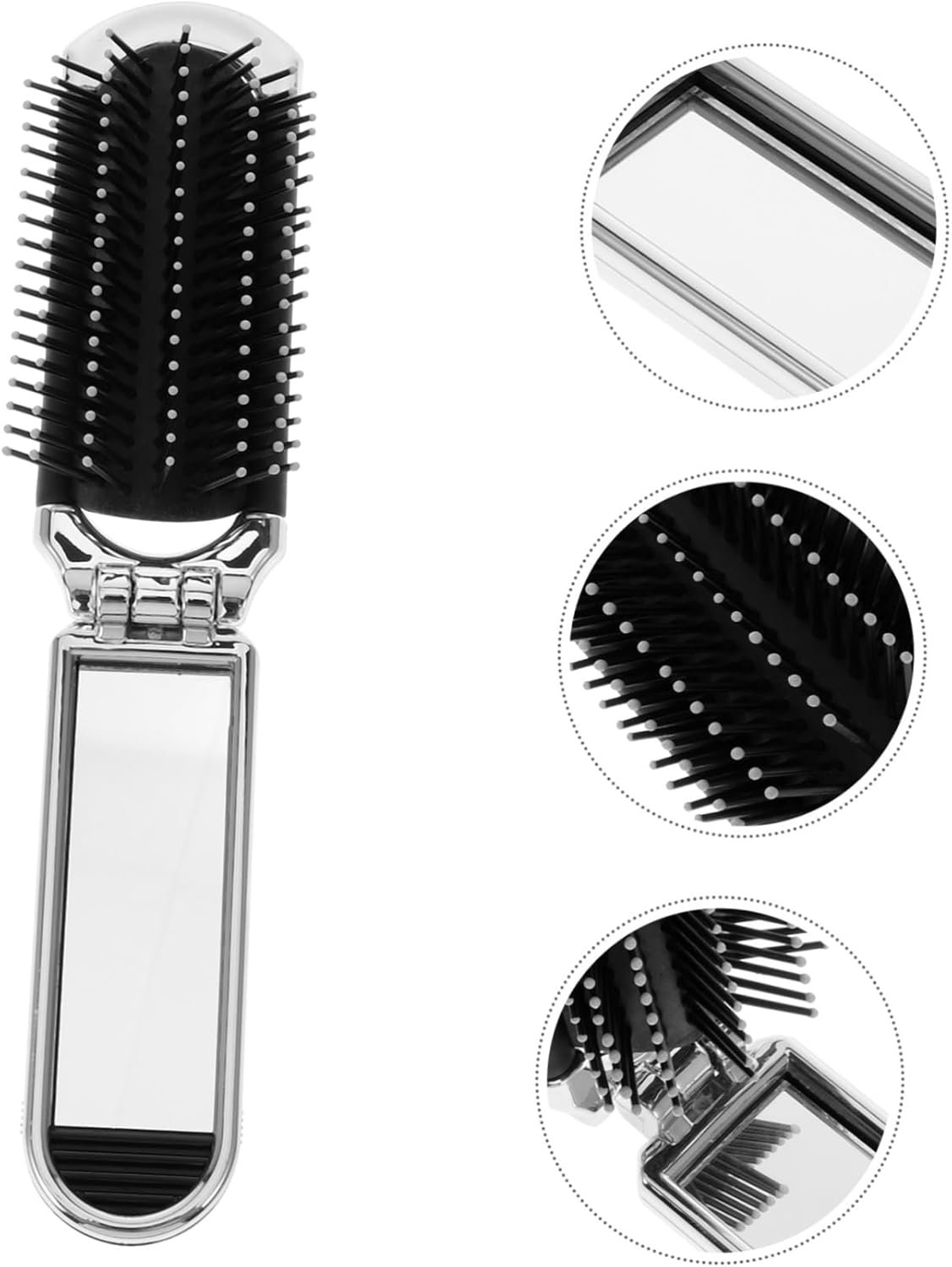 Folding Hair Brush Mirror Portable Mini Hair Comb for Purse Travel Size Compact Brush for Women