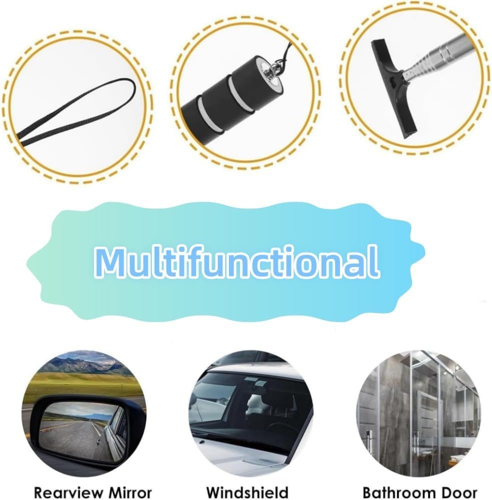 Car Rearview Mirror Wiper, 3 Pcs Portable Side Mirror Squeegee, Multifunctional Car Squeegee, Retractable Window Squeegee, Cleaning Tool for Windows, Mirrors image number 4