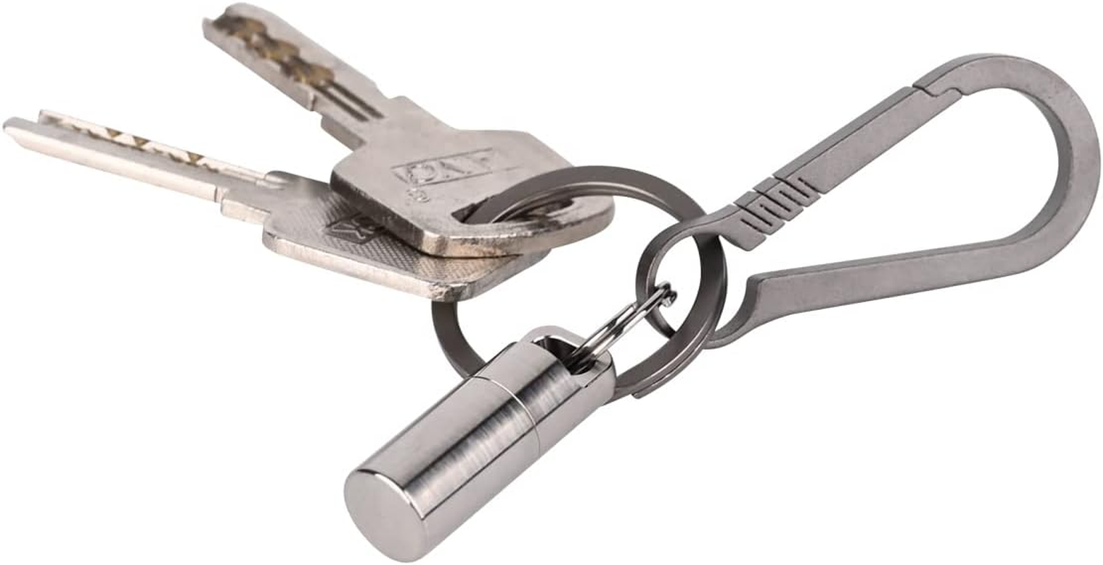 SW633 Micro Titanium Portable Pill Case Keychain,Mini Pill Holder Keychain, Waterproof Pill Fob for Outdoor Travel Camping(Include a Titanium Keychain Clip and Stainless Steel Necklace) image number 4