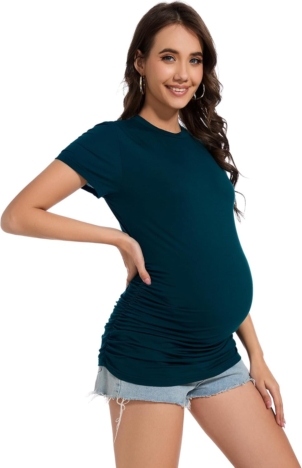 Smallshow Women'S Maternity Clothes Crew Neck Short Sleeve Pregnancy Tops T Shirts image number 5