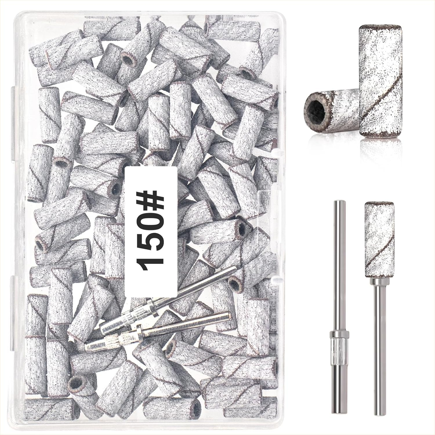 BLESWIN 100Pcs Small Sanding Bands for Nail Drill Bit, 240 Fine Grit with 2Pcs 3Mm Drill Bits, Mini Grit Sanding Bands with Polishing Natural Nails and Cleaning Cuticle for Preparation, Pink image number 6