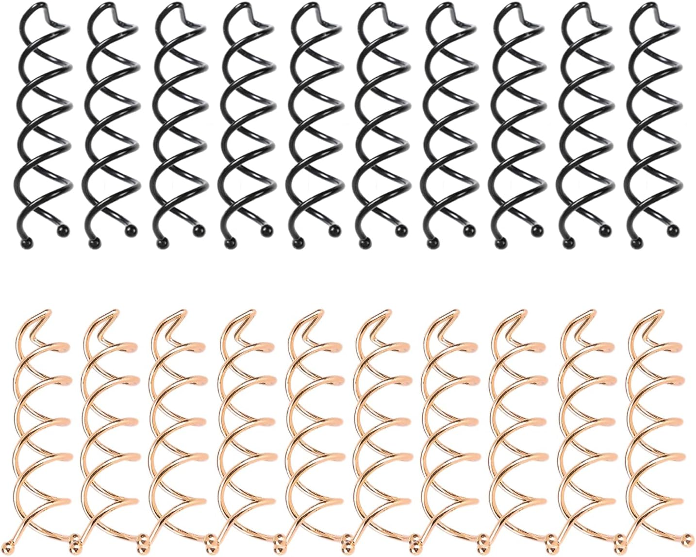 Pack of 20 Spiral Hair Clips, Spiral Hair Pins, Metal Buns Hair Pins, Spiral Clip for Hair Styling, Spiral Shaped Hair Accessories for Girls and Women (10 Black and 10 Rose Gold) image number 3