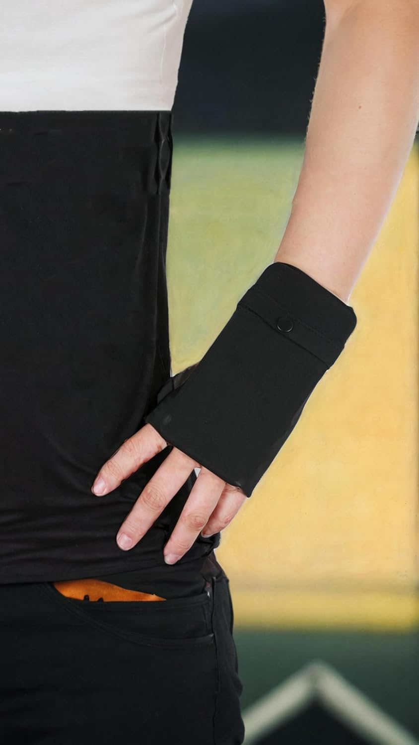 Adjustable Cell Phone Armband with Reflective Logo, Non-Slip Knitted Cloth for Running, Walking, Hiking, and Cycling Black Wrist Bag