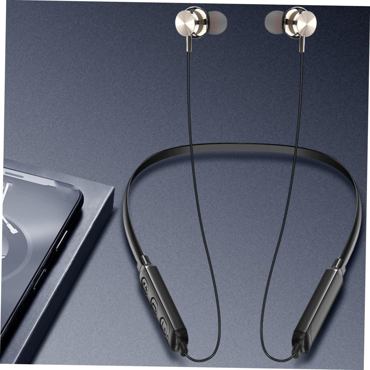 SHINEOFI 5.0 Neck Hanging Wireless Headset Waterproof In-Ear Sports Earbuds Magnetic Stereo Earphones for Active Lifestyle Black image number 3