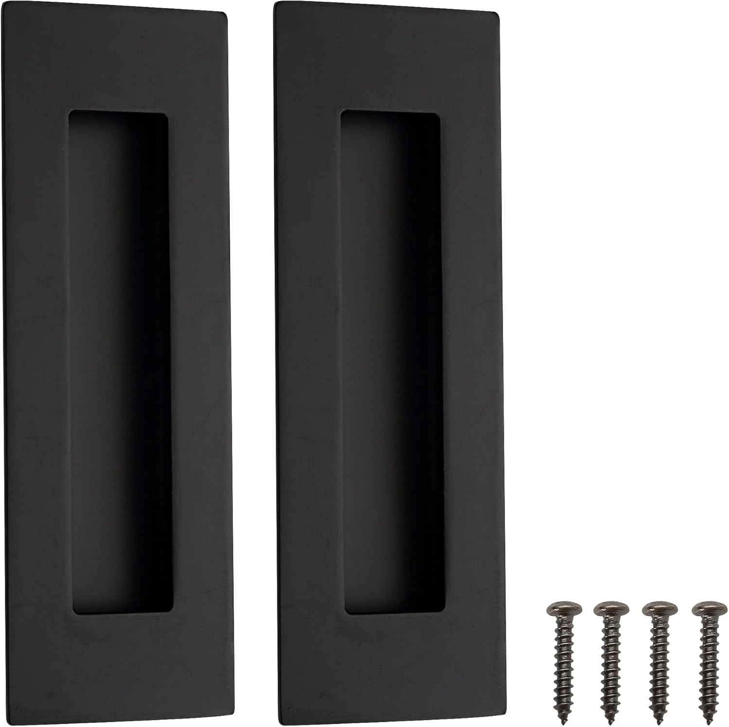 Malimali 6 Inch Recessed Finger Flush Pulls for Pocket Door Closet Door, Sliding Barn Door Handle, Matte Black Stainless Steel Rectangular Door Pulls Hardware(2 Pack) image number 3