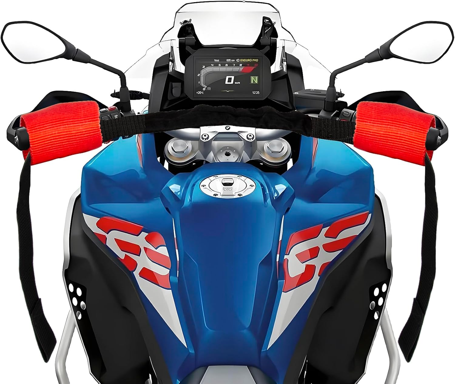 Universal Biker Bar Handlebar Strap - PSLER Bar-Harness II Universal Loop Handle Bar Motorcycle Tie down Straps Handle Belt for Motorcycle Handlebar Trailer, Dirt Bike, Dirt Bike, Red