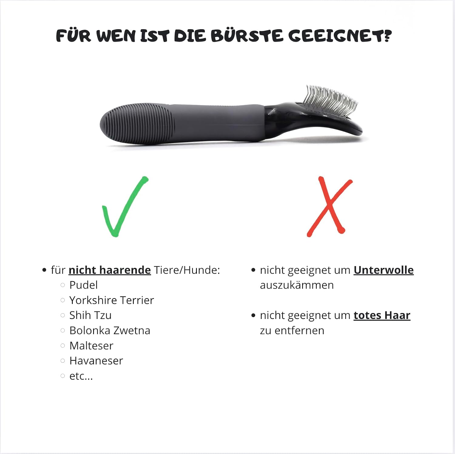 Moki Bear Soft Brush Dog Brush Poodle with Protective Nubs for Particularly Sensitive Animals I Ideal for Non-Hairy Dogs I Small