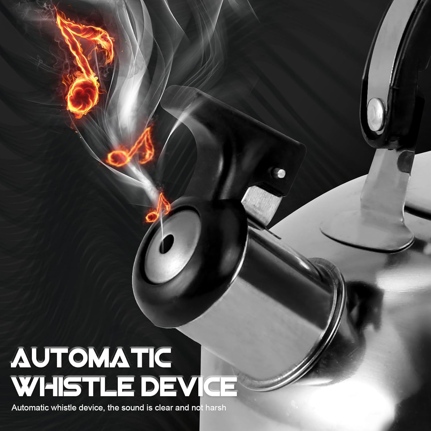 PRETYZOOM 2L Whistling Tea Kettle, Stovetop Water Boiler, Stainless Steel Water Boiling Pot with Plastic Handle Household Whistling Kettle Teapot image number 1