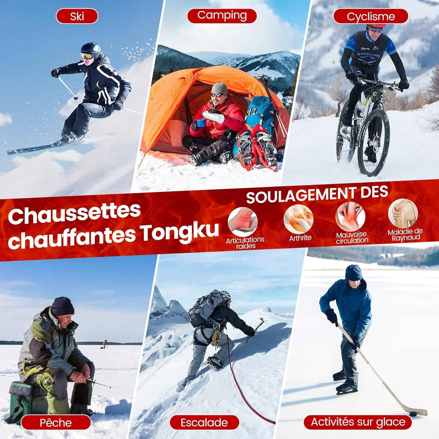 Heated Socks Women, Rechargeable Electricheated Socks with 6000Mah Battery,Washable Heated Ski Sock Foot Warmer for Cold Winter Weather Sport Work Outdoor Office Camp,App Control image number 6