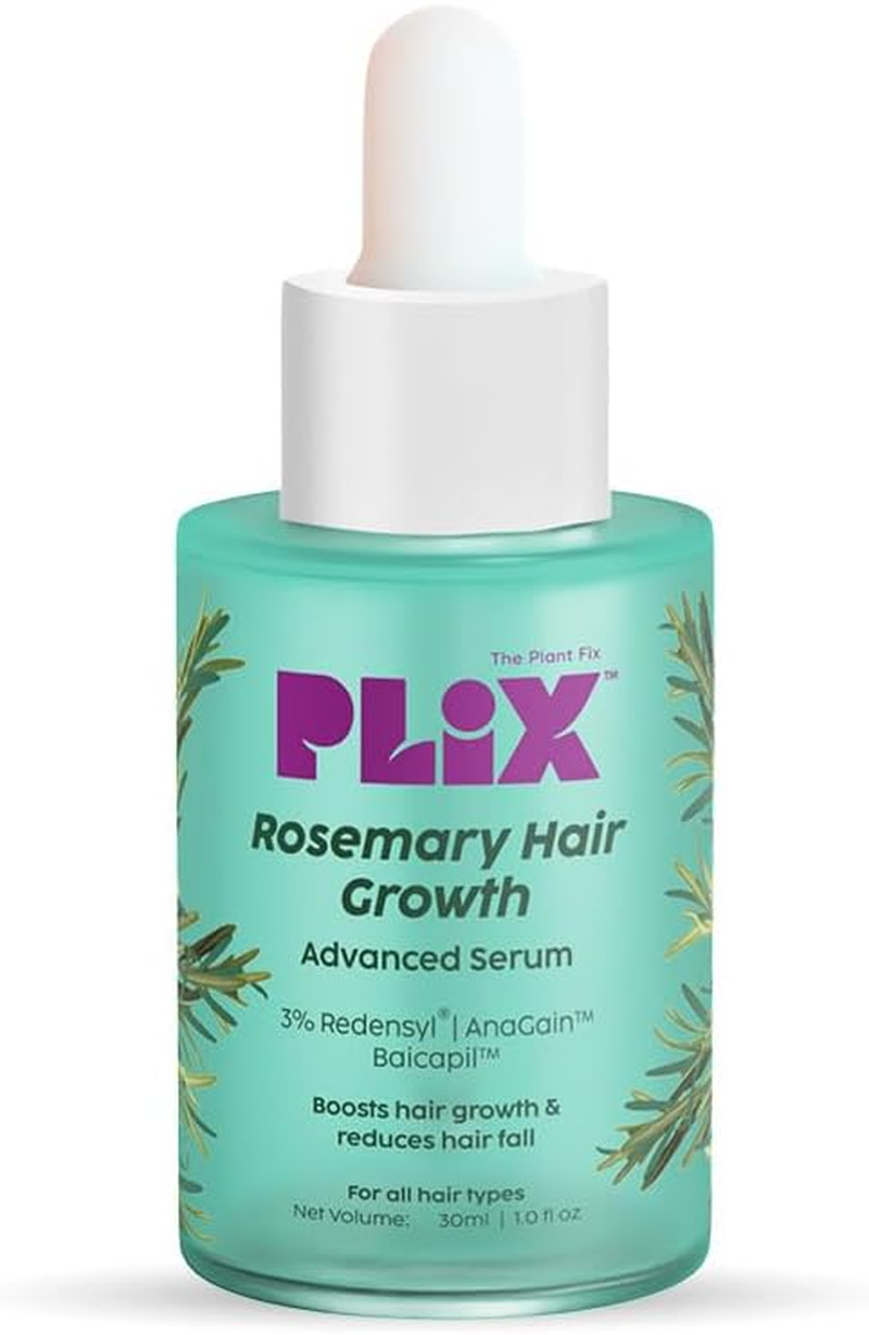 PLIX - the PLANT FIX Rosemary Hair Growth Serum with 3% Redensyl 4% Anagain 3% Baicapil 30 Ml | Stimulates Hair Growth Increase Hair Density & Thickens Hair | for Men & Women