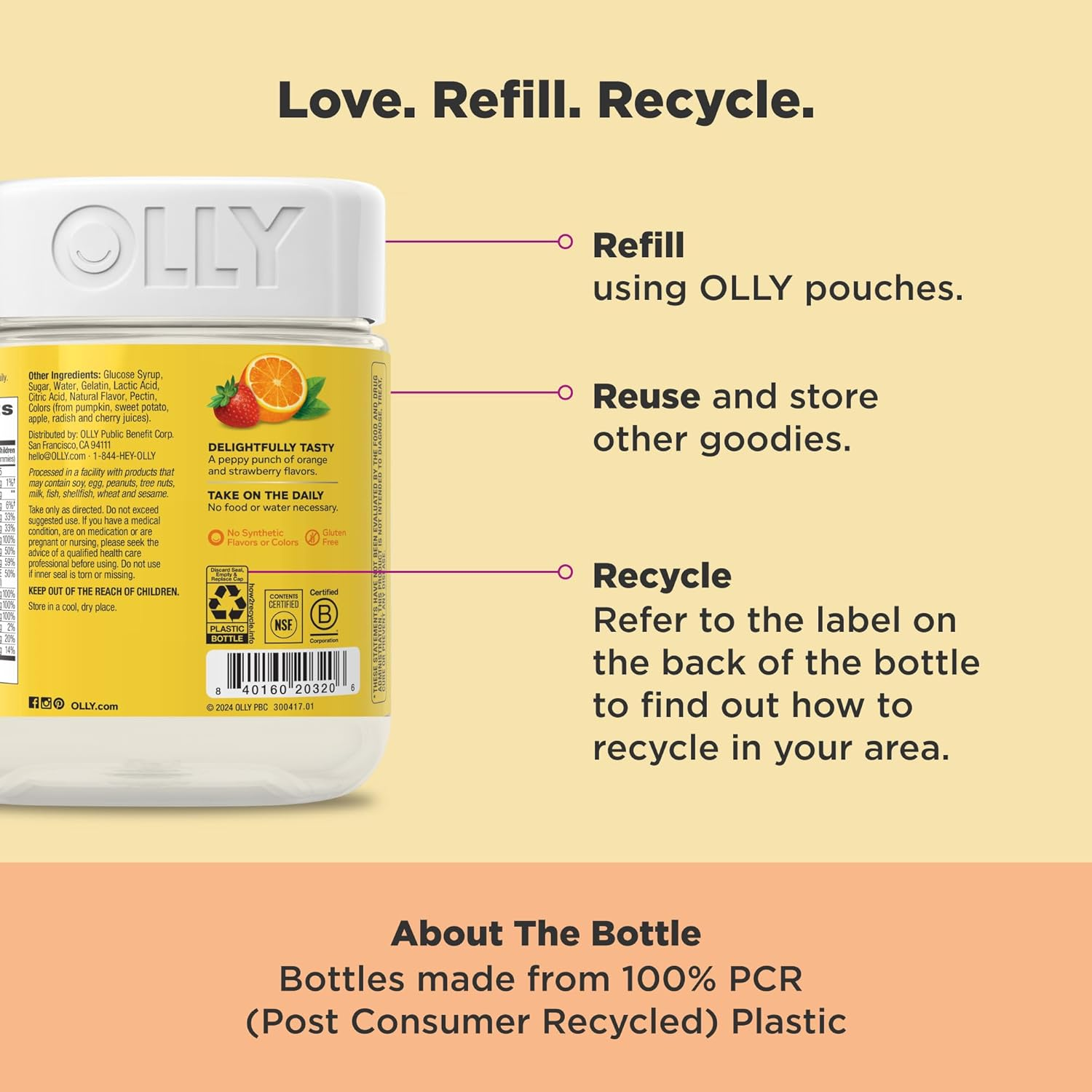 OLLY Kids Multivitamin Gummy Worms, Overall Health and Immune Support, Vitamins and Minerals A, C, D, E, Bs and Zinc, Chewable Supplement, Sour Fruit Punch, 45 Day Supply (70 Count) image number 2