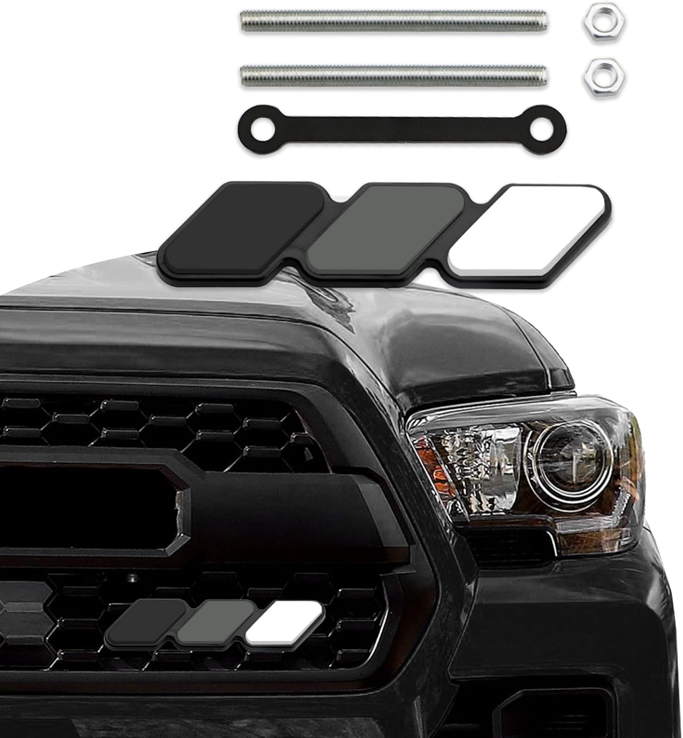 TRD 3-Color Upgrade Emblem, Grille Insert Trims, Tri-Color Badge Car Decoration Accessories Fit for Tacoma 4Runner Tundra Sequoia Rav4 Highlander (Yellow Orange Red)