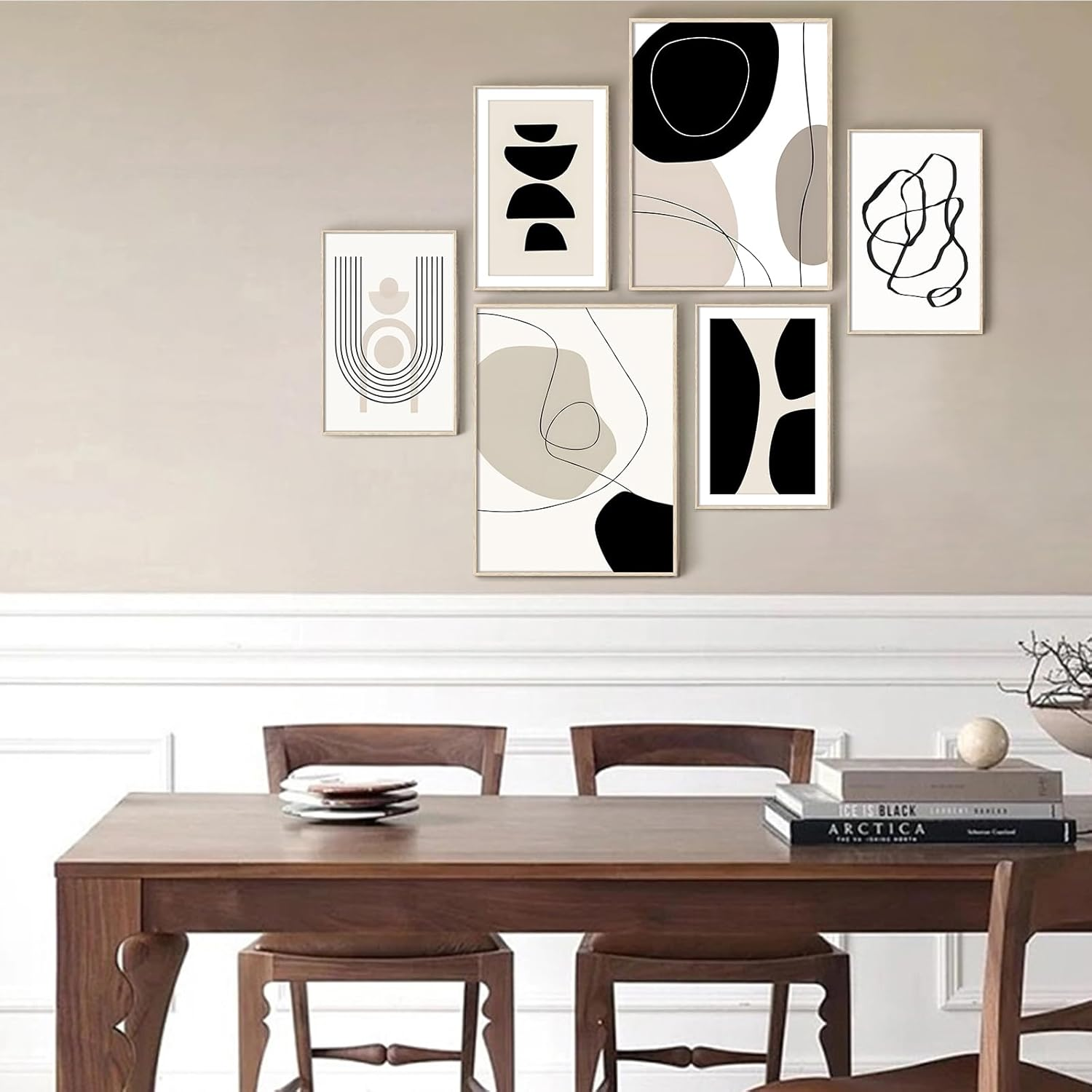 HONEYBABY Framed Canvas Wall Art for Living Room Boho Matisse Wall Art Minimalist Botanical Flower Wall Decor Modern Abstract Geometric Wall Poster Decoration for Bedroom Kitchen Bathroom Office (6PCS WALL ART 03, 12*16Inch+8*12Inch) image number 5