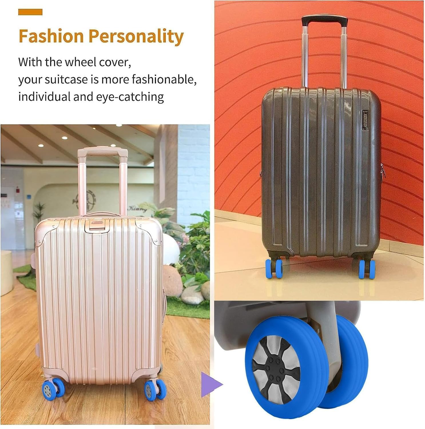 Luggage Wheel Cover | 8PCS Silicone Wheel Covers for Most Luggage | Portable Reduce Noise Suitcase Wheels Cover | Silicone Luggage Accessories image number 6