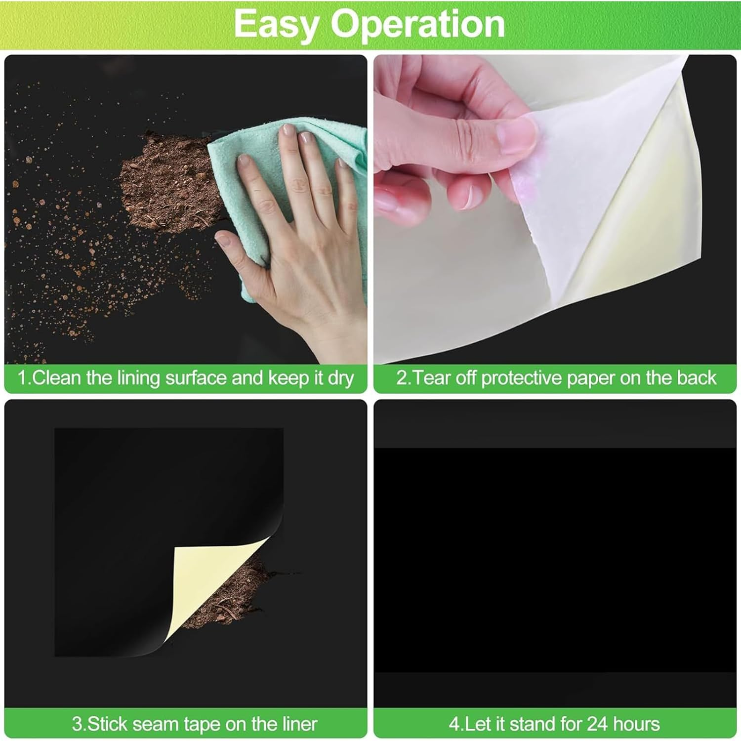 Pond Liner Repair Kit | Garden Pond Patch Cover Repair Seam - Flexible Waterproof Sealing Tape 8 X 8 Inch, Peel and Stick Seam Kit for Roof Pool Gutter Outdoor image number 4