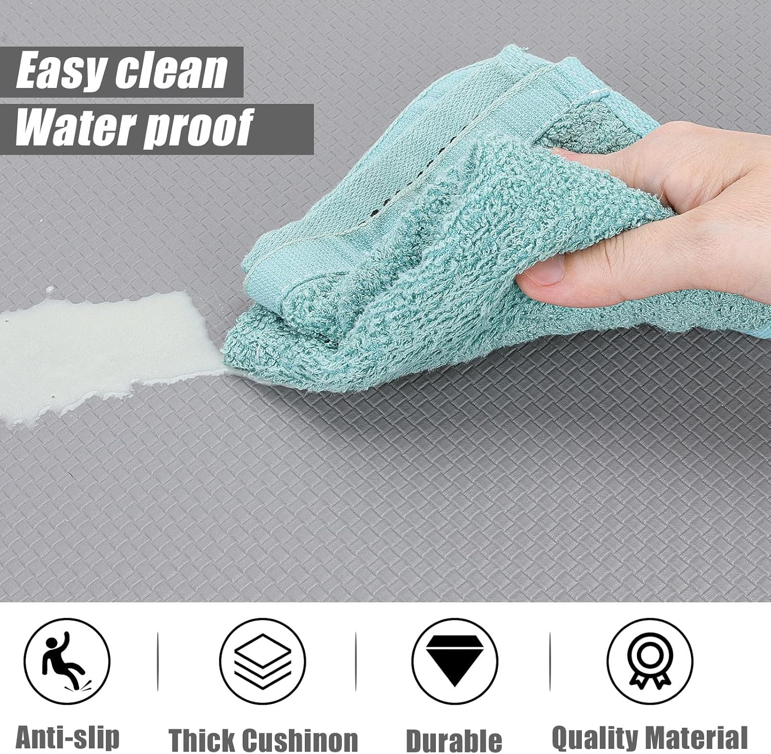 2 Pieces Cushioned Kitchen Floor Mats Non Slip (45X75Cm+45X148Cm), Waterproof Kitchen Rugs and Mats anti Fatigue for Home & Kitchen - Black - Household Edition image number 2