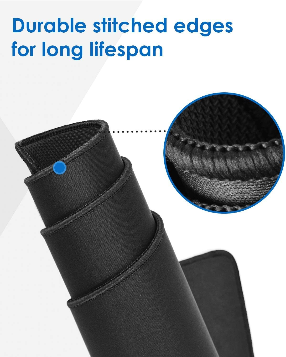 Amazer-T Extended Gaming Mouse Pad with Stitched Edges, Large Mousepad with Premium-Textured Cloth, Non-Slip Rubber Base, Waterproof Keyboard Pad, Black, 80X30Cm (31.5X11.8In) image number 1