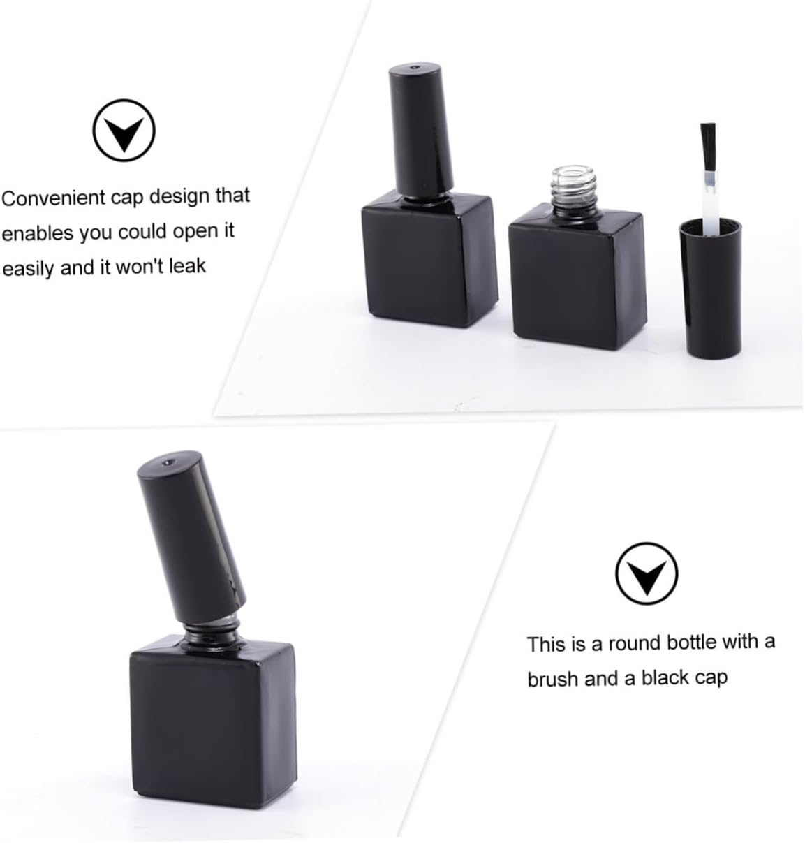 Baluue Empty Nail Polish Bottles 12Pcs 10Ml Black round Glass Containers with Brush Caps Refillable Nail Polish Dispensers and DIY Manicure Tools image number 2