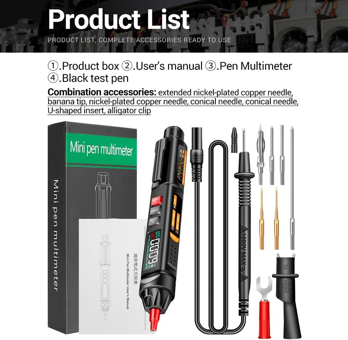 A3009 Mini Multimeter with Voice Broadcast 6000 Counts Voltmeter VA Reverse LCD Display Flashlight NCV Tester for Voltage Resistance Temperature On/Off Diode Phase Sequence image number 3