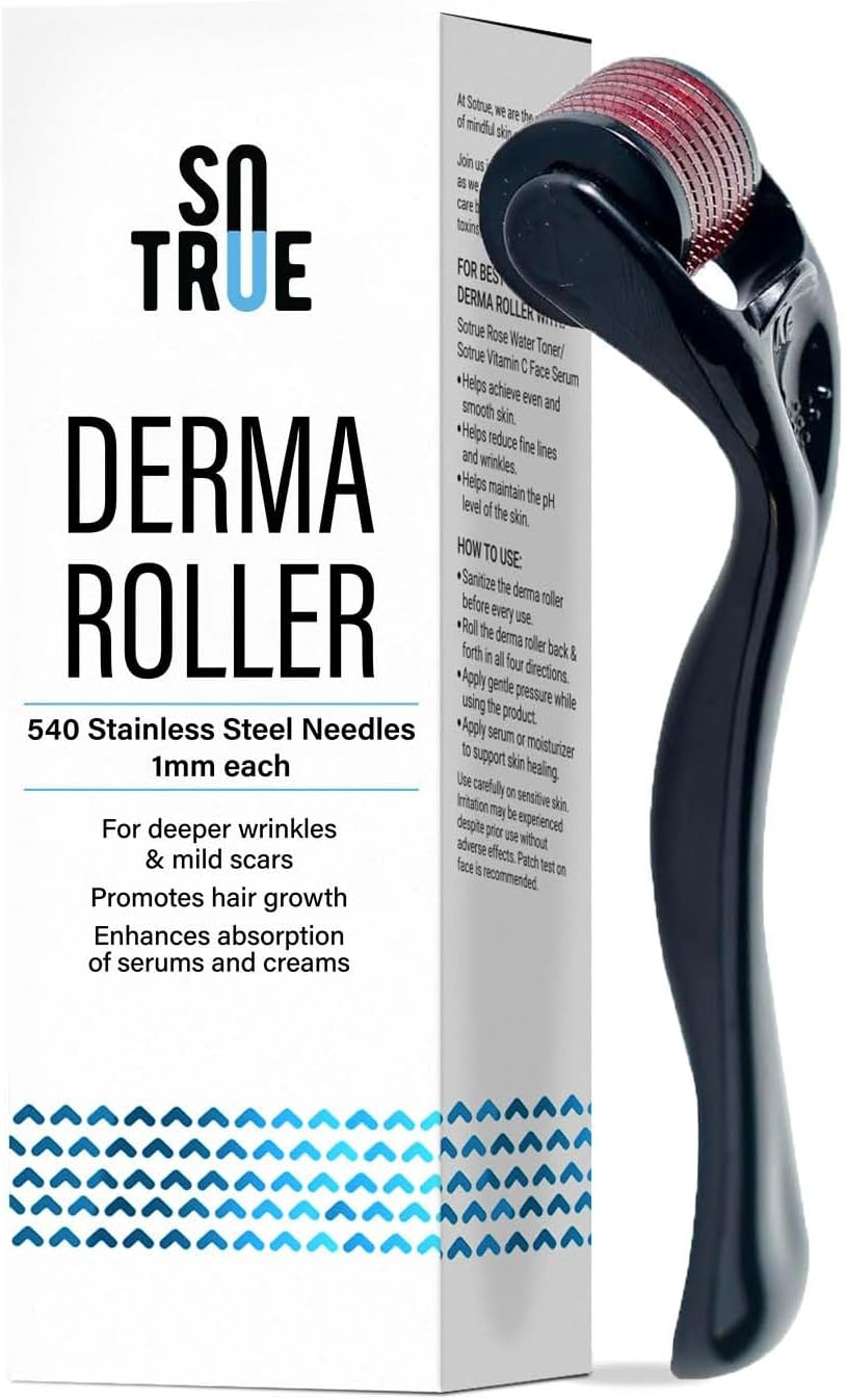 Sotrue Derma Roller for Hair Growth 1 Mm with 540 Stainless Steel Needles Repairs Damaged Hair, Activates Hair Follicles for Hair Fall Hair Thickening Reduces Acne Scars Safe Effective to Use image number 4