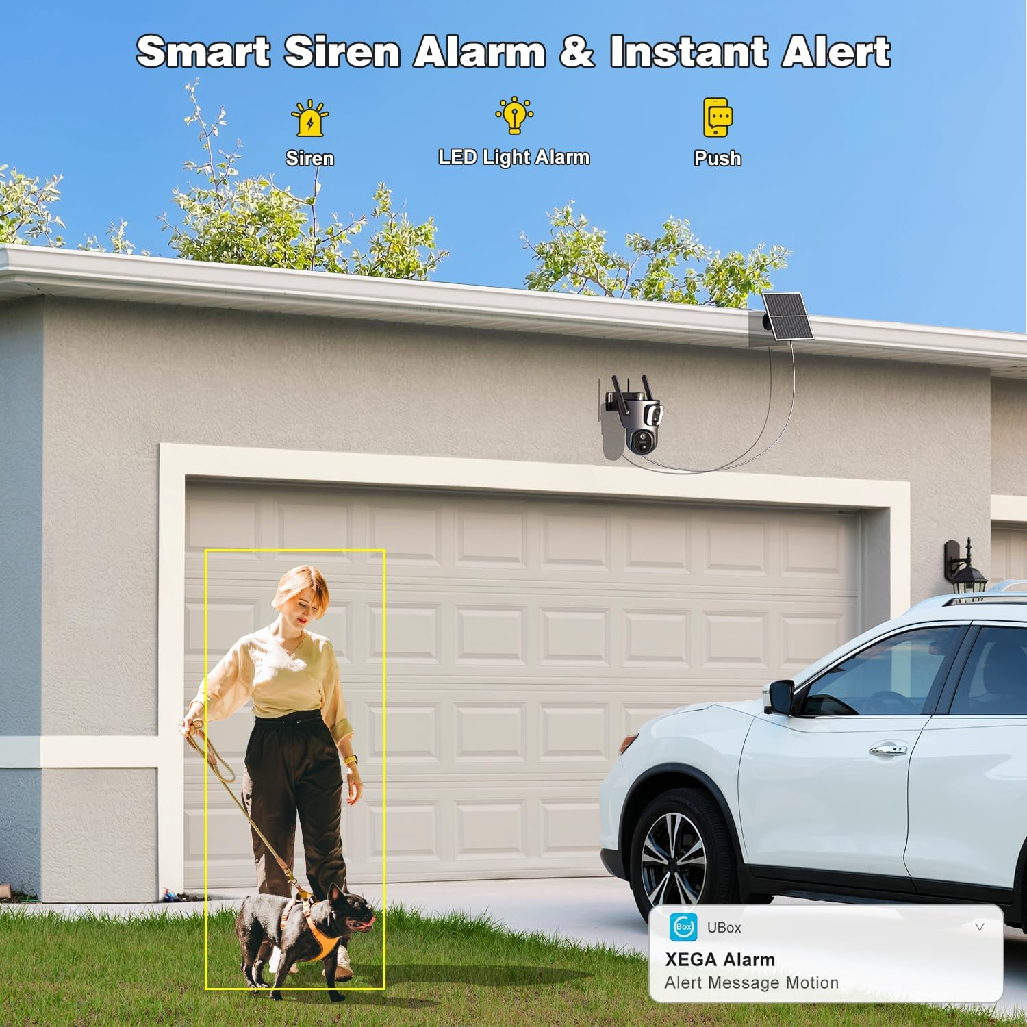 Xega 4G【Dual Lens】 Security Camera Outdoor with SIM Card, 14400Mah Solar Powered Wireless No Wifi Security Camera, 2K HD PTZ CCTV with Human Detection Spotlight Siren Alert TF Cloud Storage IP66 image number 3