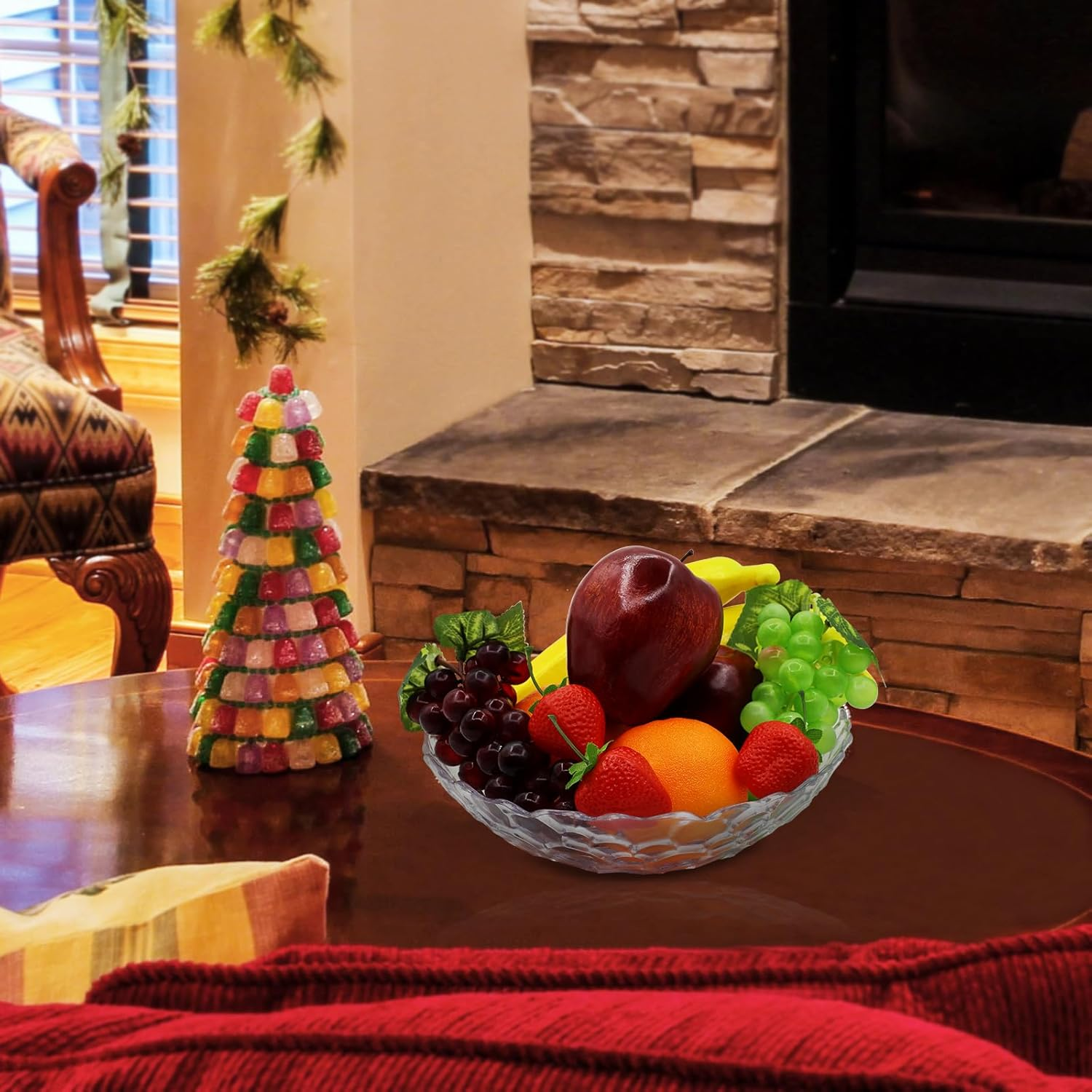 11 Pcs Fake Fruit Artificial Plastic Foam Fruits Faux Simulation Fake Apples Bananas Oranges Strawberries Grapes for Home Kitchen Holiday Party Photography Props Lifelike Decorate image number 2