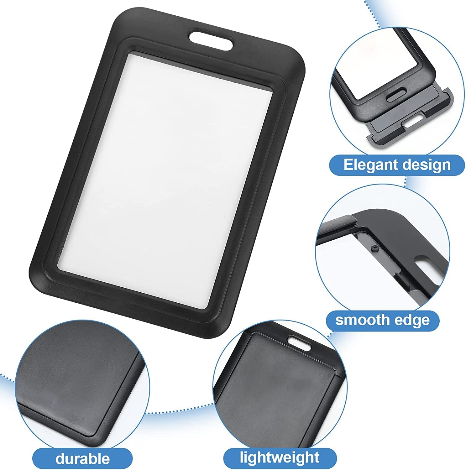 Plastic Vertical ID Badge Holder - Double Sided Hard Rigid Card Case with Slide Open Design - 10Pcs Name Tag Bus Card Holders image number 3