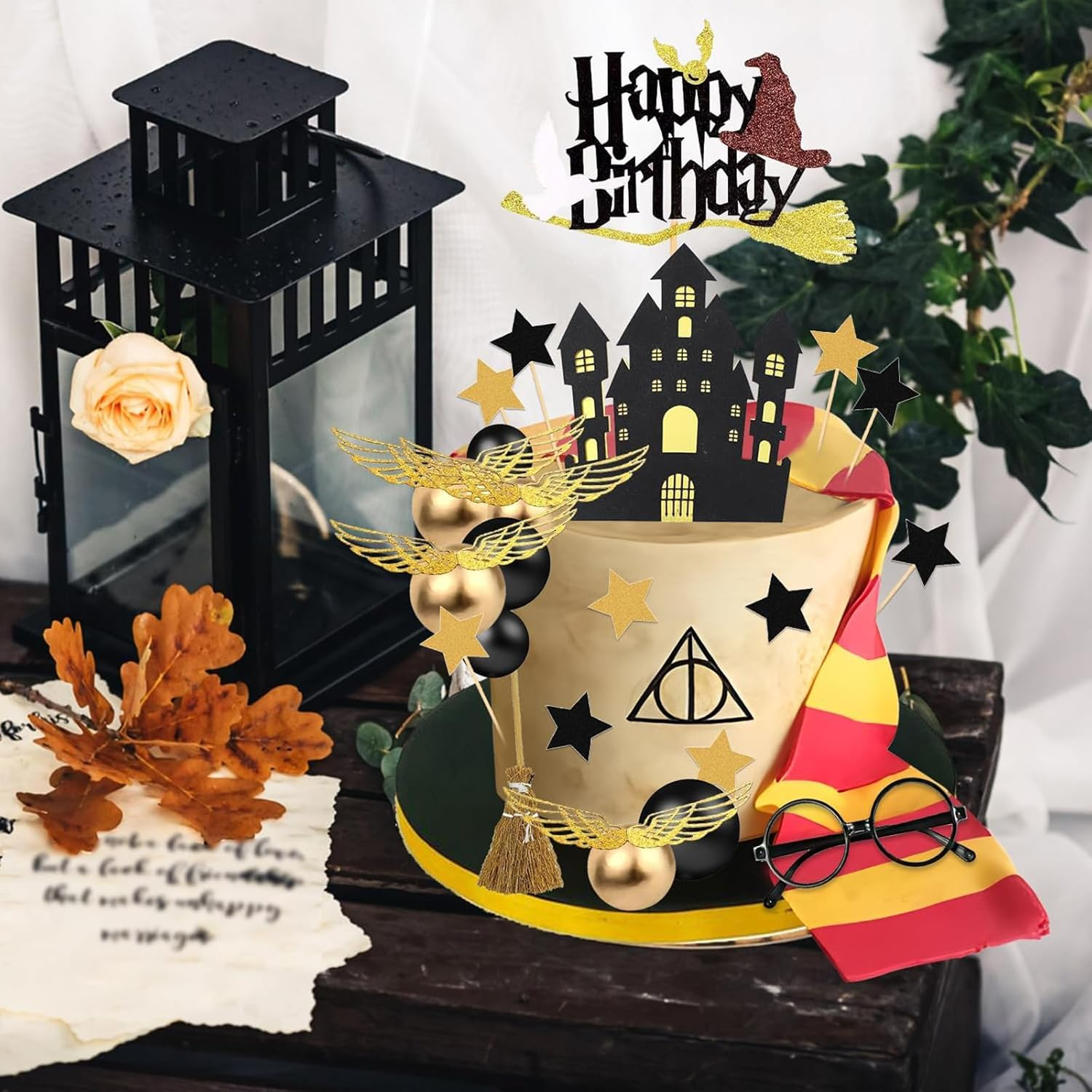38 Pieces Hary Cake Decoration Set, Wizard Cake Decorations, Happy Birthday Topper for Children'S Birthday Party, Magical Cake Decorations image number 4