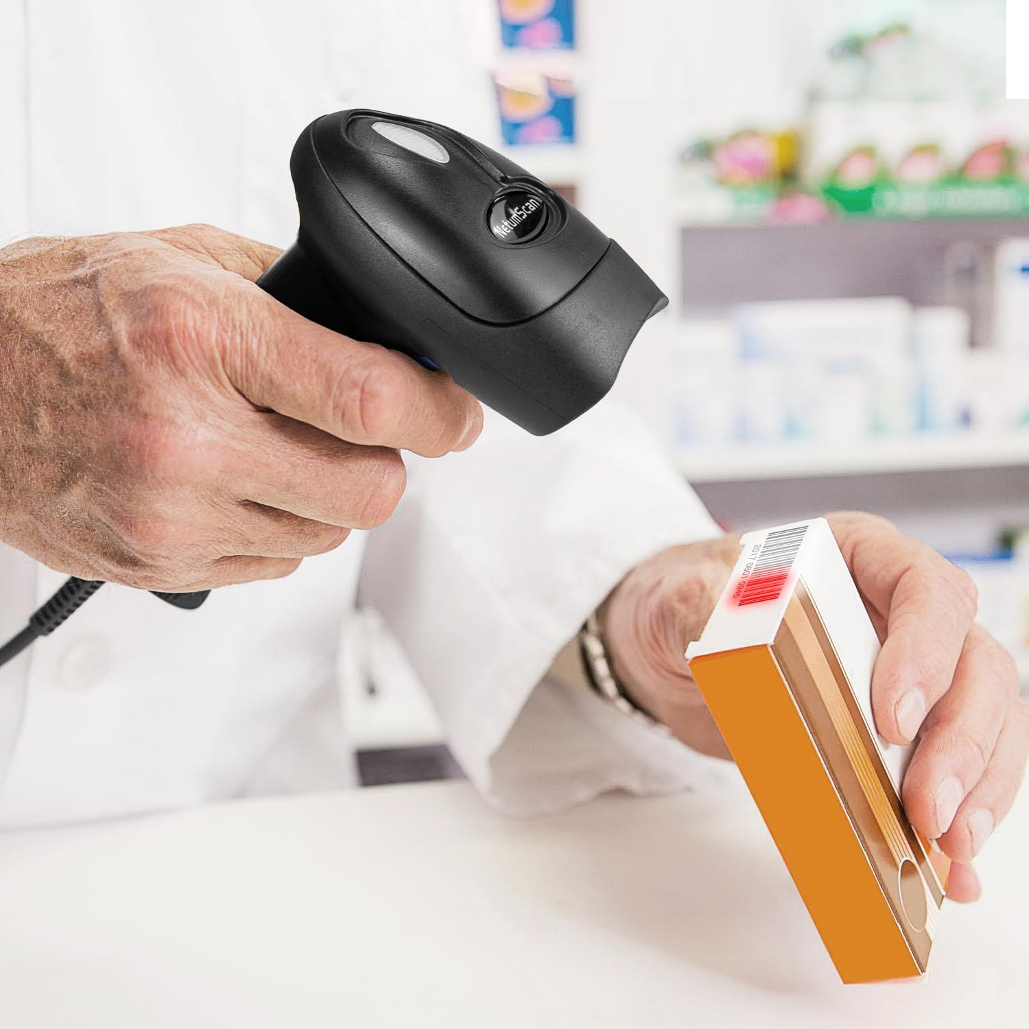 Handheld USB QR Barcode Scanner Reader for Computers, Netumscan Handheld Wired Automatic 1D 2D Image Bar Code Scanners for Mobile Payment, Store, Supermarket, Warehouse image number 1