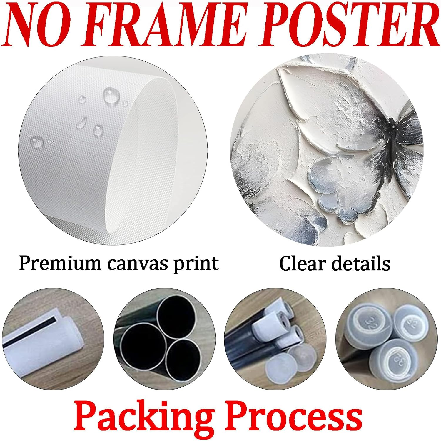 Blue Butterfly Canvas Wall Art Abstract Texture Painting White Butterfly Picture Black Texture Poster Modern Butterfly Canvas Modern Texture Prints Abstract Butterfly Artwork Decor 16X24Inch No Frame - White Texture1 image number 6